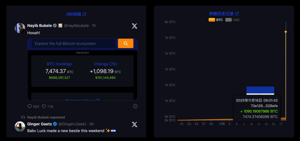 薩爾瓦多砸 1 億美元抄底 1090 枚比特幣，總持倉量直衝 7500 枚 BTC